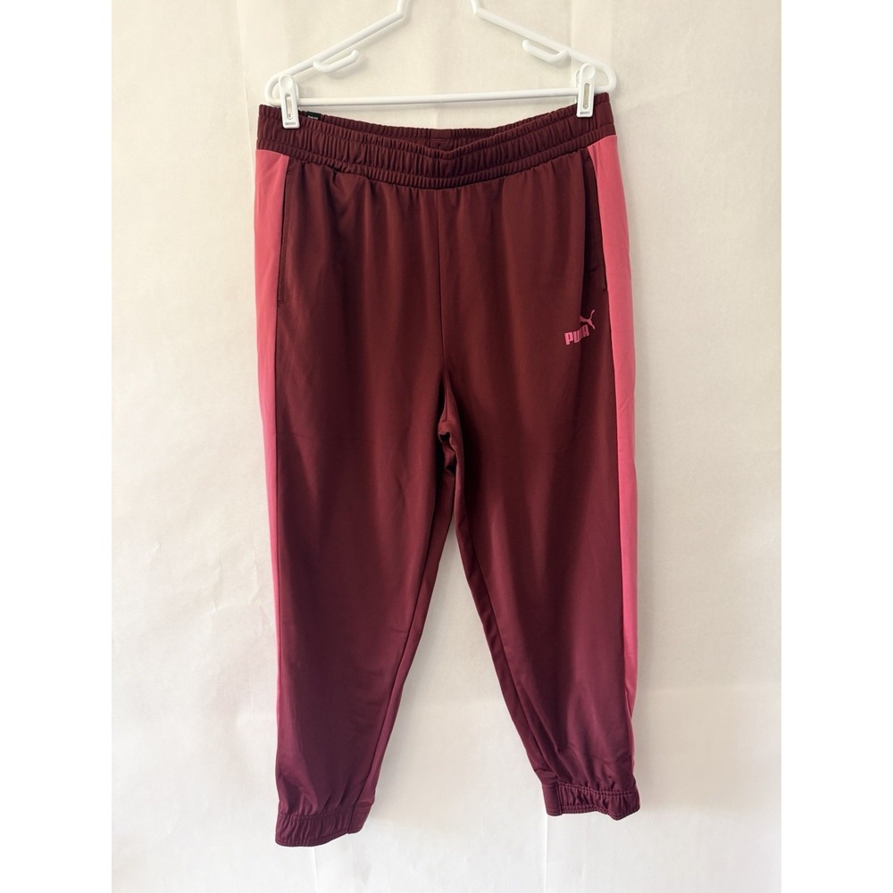 Puma Women's Contrast Tricot Pants Size Large Color Burgundy And Pink